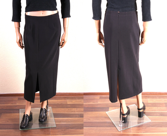 90S Black Stretchy Skirt/Y2K Pencil Grunge Vintage Medium Large Long
