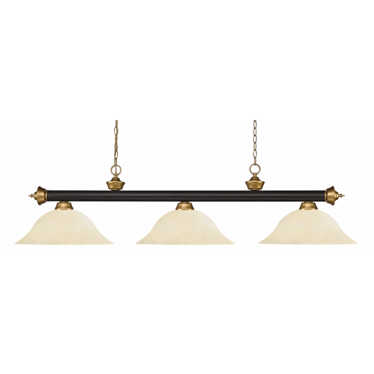 Avery Home Lighting Riviera Bronze & Satin Gold Golden Mottle 3 Light Billiard Light - Bronze + Satin Gold