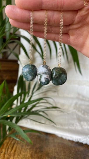 Moss Agate Crystal Necklace