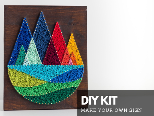 Geometric Mountains Craft Kit For Adults & Kids, String Art Geometric Mountains, Instructions Tools To Your Sign