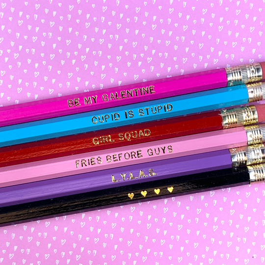 Galentine's Day Pencils Set Of 6 | Quotes Gift Stationery Desk Valentine's Day Galentine Teens Valentine Girl Squad Friends