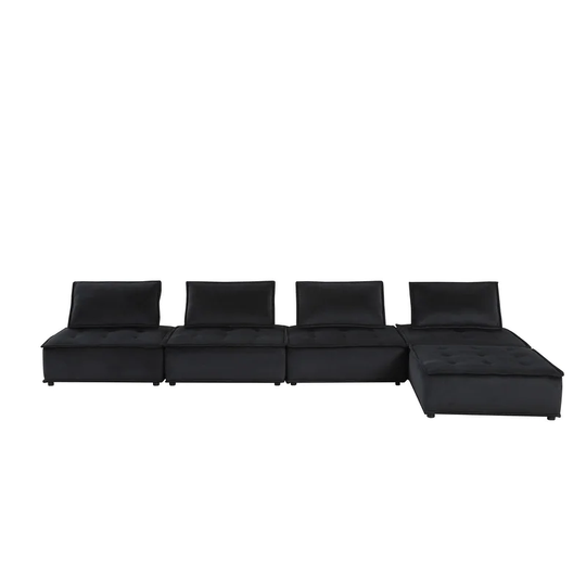 Anna Velvet 5 Pc Sectional Sofa Ottoman