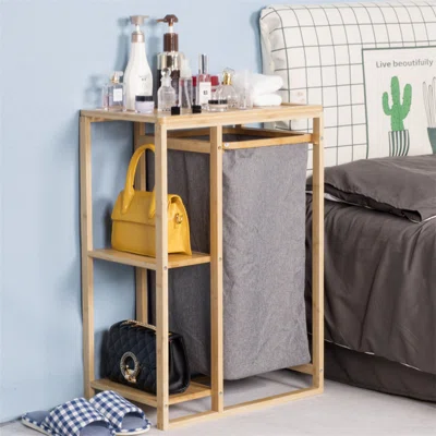 Laundry Hamper Storage Basket Freestanding Storage Shelf Nightstand