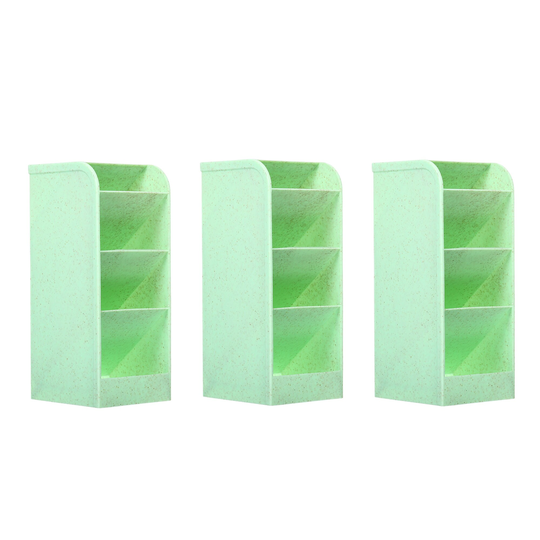 3pcs Pen Holders, Desk Organizer 4-Slot Pencil Stationery Storage Box, Green