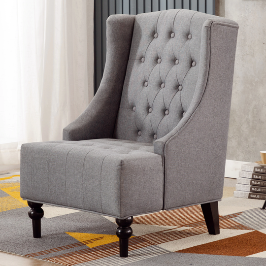 Ryan Diamond Button-Tufted Wingback Accent Chair