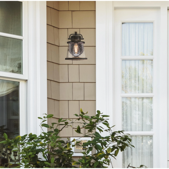 Westinghouse Lighting Emma Jane One Light Outdoor Wall Fixture with Dusk to Dawn Sensor, Amber Bronze Finish, Clear Seeded Glass
