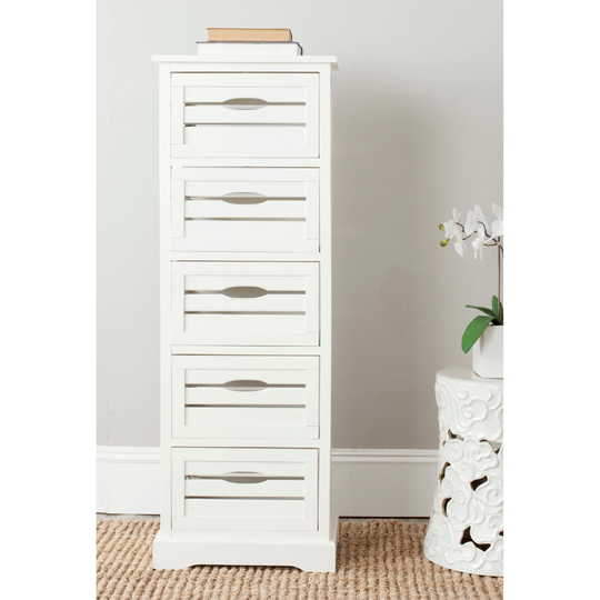 SAFAVIEH Sarina Storage 5-Drawer Cream Cabinet - 16.5" x 12.6" x 46.5"