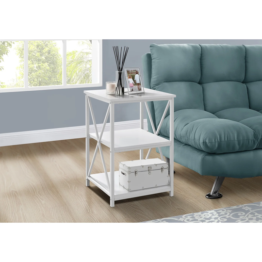 White 26-inch Metal Accent Table Accent Table