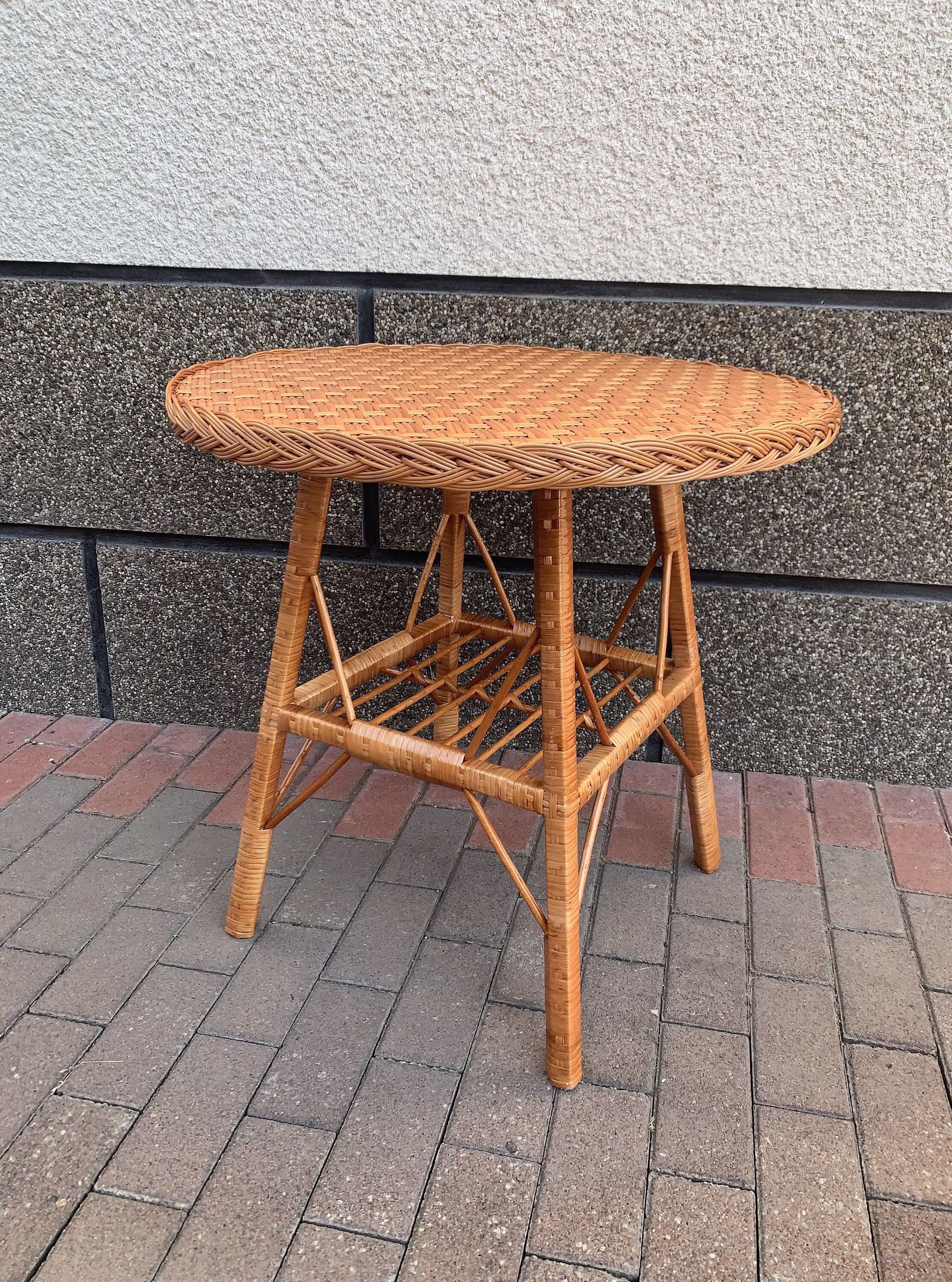 Outdoor Tea Table, Balcony Furniture, Coffee Bedside Dining Wicker Patio Boho