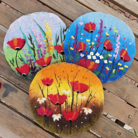 Colourfull Wool Seat Cushion, Seat Pads, Chair Pads, %100 Felted Pads, Washable Cushion, Eco Pads, Camping Mat