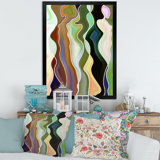 Designart 'Abstract Colorful Female Curves' Glam Framed Art Print