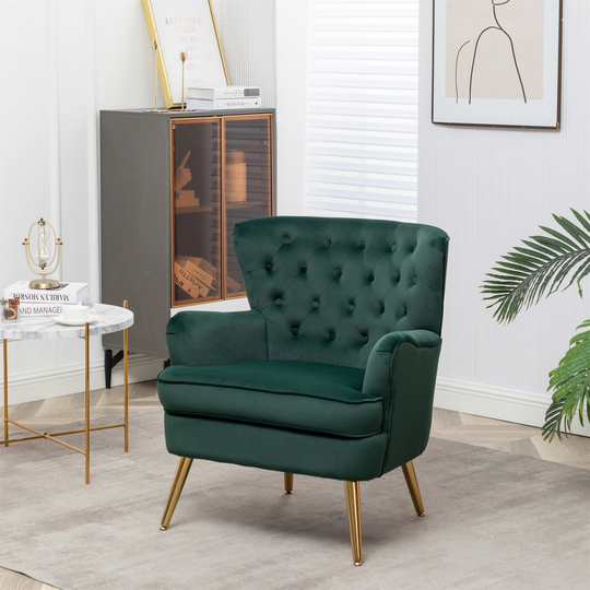 Button Tufted Accent Chairs Comfy Velvet Side Sitting Chairs