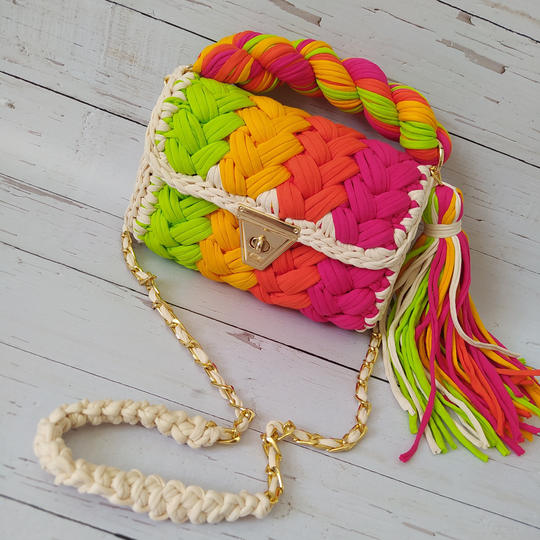 Caypri Bag/Colorful Knit Bags Colorful Handmade Shoulder Crossbody /Colorful Rainbow