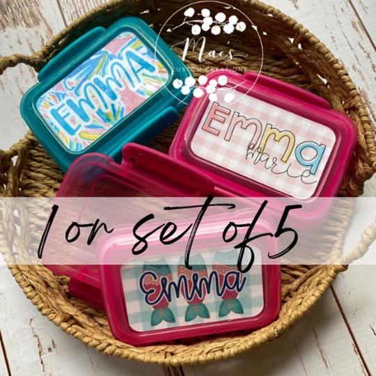 Snack Containers - School Preschool Daycare Mdo Elementary Kid Personalized Back To Pencil Box Crayon Travel