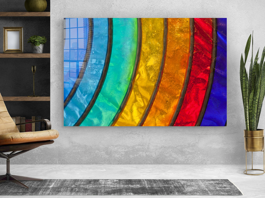 Colored Glasses Wall Art, Canvas Tempered Glass Decor