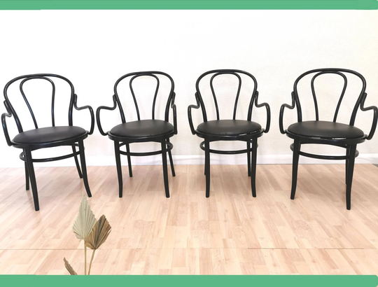 1 Of 4 Bentwood Dining Chairs/Thonet Style Wednesday All Black Adams Armchair Cafe Chair Blac Vintage Wooden Dine