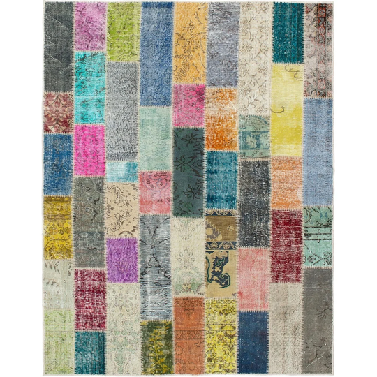 ECARPETGALLERY Hand-knotted Color Transition Patchwork Multi Wool Rug - 5'7 x 7'9