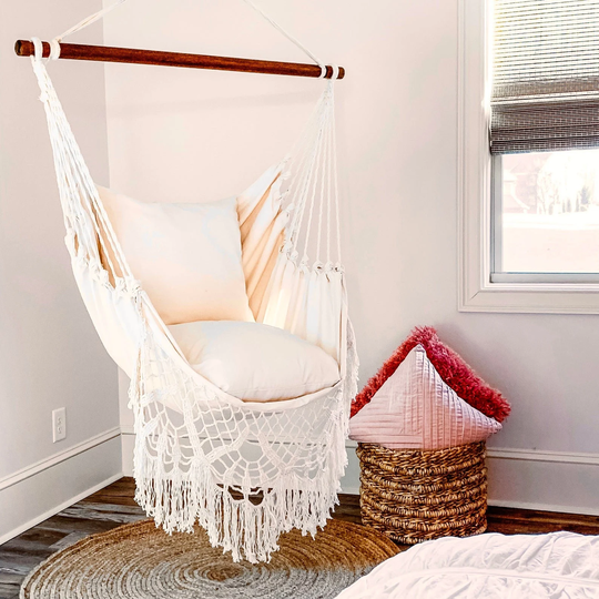 Hammock Chair Swing, Indoor Hanging Chair, Macrame Chair in Bedroom, Boho Swing, Swinging