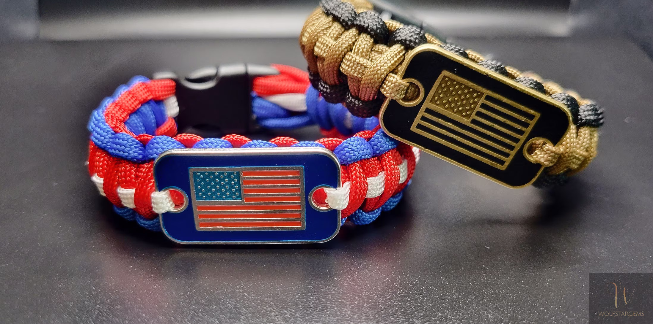 Paracord Bracelet, American Flag Charm, Military Appreciation, 4Th Of July Bracelet