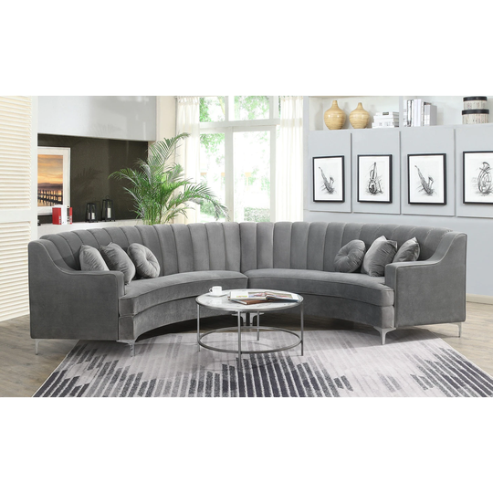141-inch Semi-circular Velvet Sectional Curved Sofa Couch