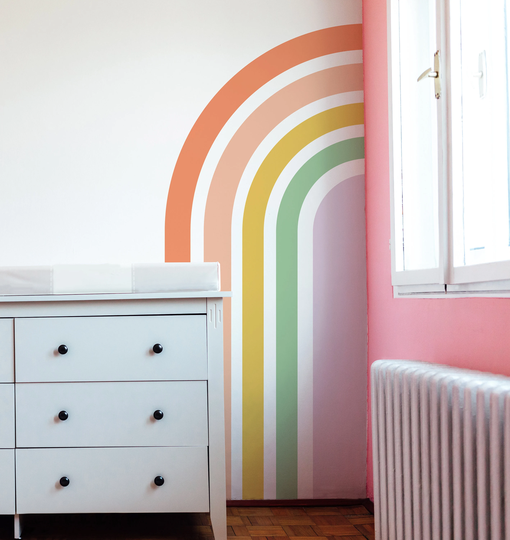 Large Rainbow Wall Decal, Colorful Sticker, Unisex Rainbow, Nursery Wall Sticker, Pastel Mural, Bedroom Decor, Decal 63