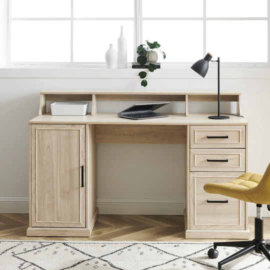 Middlebrook 58-Inch 3 Drawer Storage Desk with Hutch