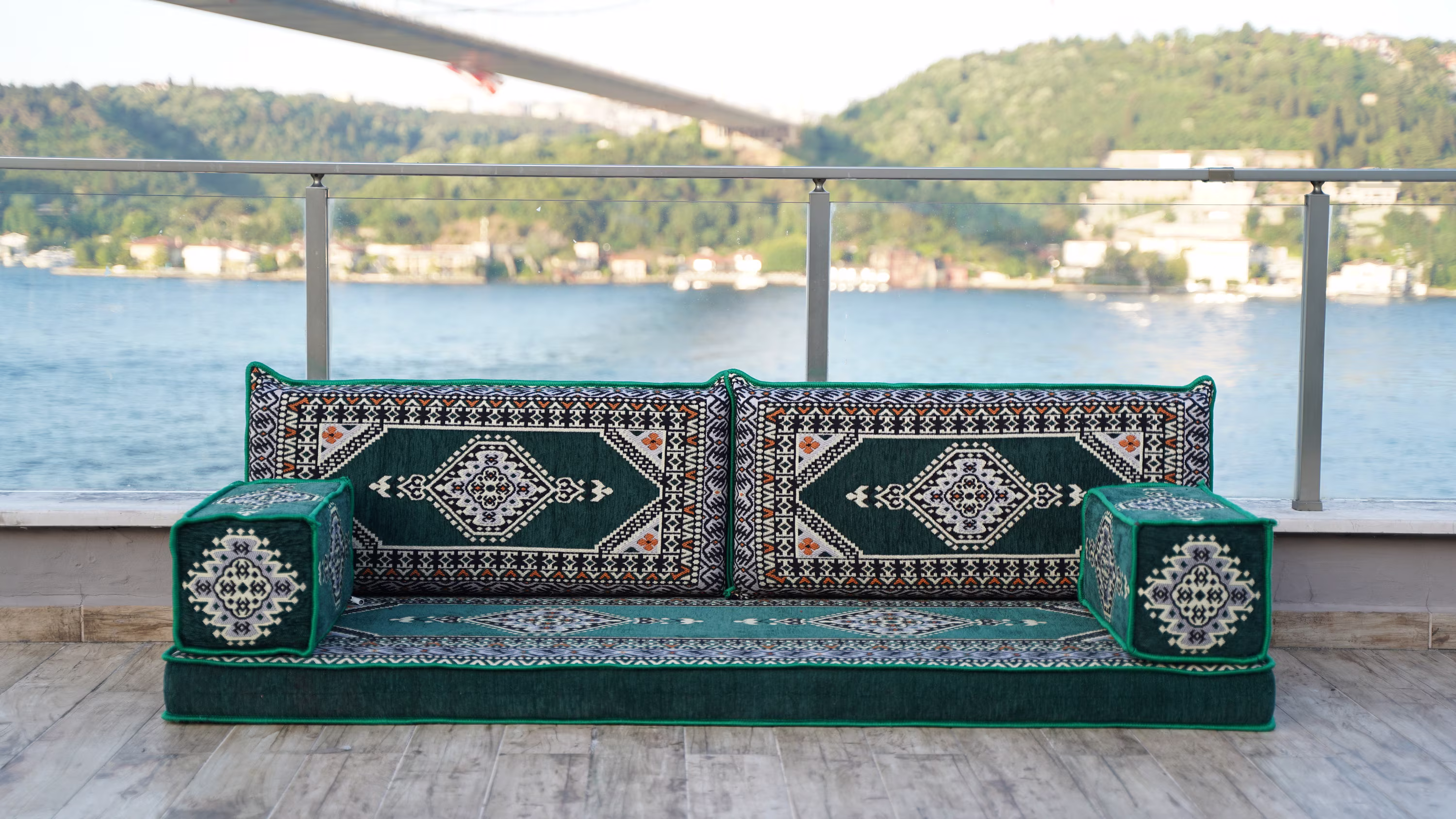Green Patio Furniture, Living Room Home Decor Floor Cushion, Arabic Couch, Turkish Ethnic Sofa, Sofa Seating