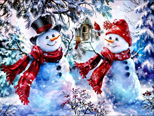 Fast Shipping Adorable Winter/Christmas/Birdhouse Snowmen 5D Full Drill Diamond Painting Free Christmas Life Home Gifts