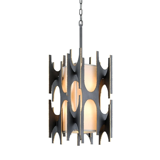 Corbett Lighting Confidant 4-Light Graphite Leaf with Gold Leaf Highlight Pendant