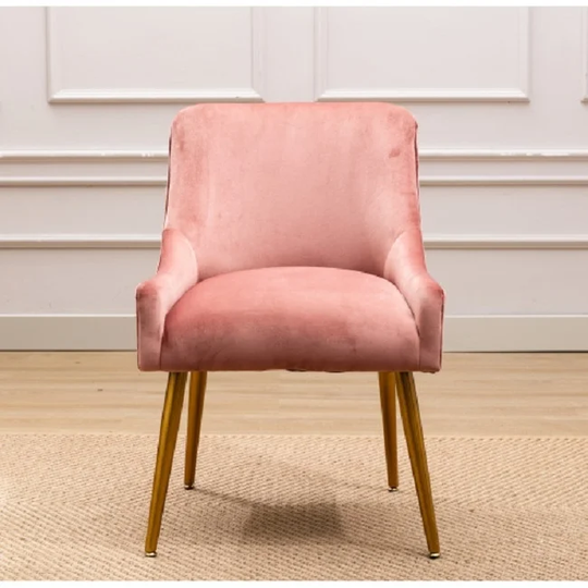 Modern Velvet Wide Accent Chair Side Chair with Swoop Arm Metal Legs for Club Bedroom Living Room , RoseWood