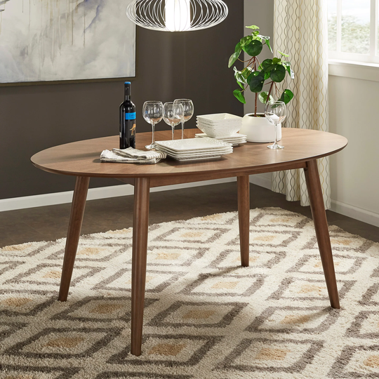 Todd Mid-Century Walnut Oval Dining Table by iNSPIRE Q Modern