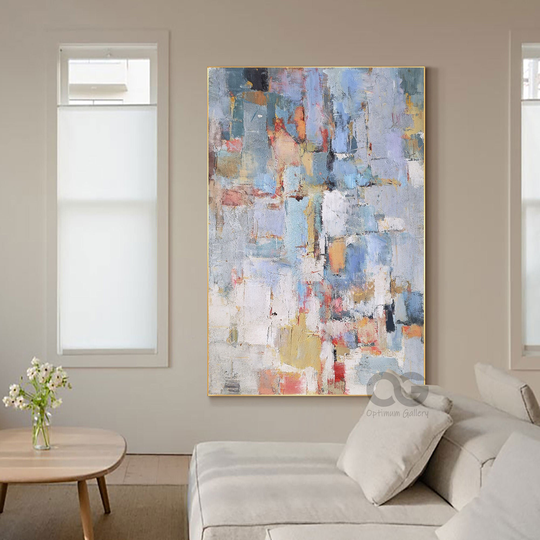 Large Abstract Painting Framed Colorful Acrylic Modern Textured On Canvas Huge Wall Art