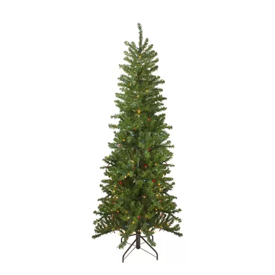 6.5' Pre-Lit Canadian Pine Artificial Pencil Christmas Tree - Multi Lights