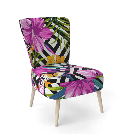 Designart 'Tropical Foliage and Geometrics' Upholstered Mid-Century Accent Chair