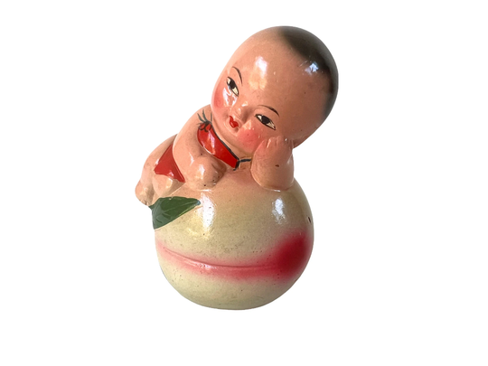 Vintage Baby Pencil Sharpener~ Girl On Peach ~ Kitsch Office Decor