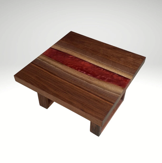 Live Edge Coffee Table/Walnut Epoxy River Square End