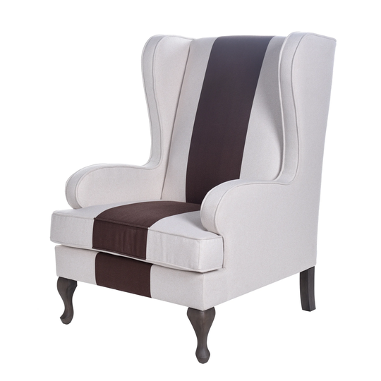 Dann Foley - Accent Chair - White & Brown Upholstery - Espresso Brown Finish