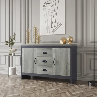 44.49'''' Wide 3 Drawer Solid Wood Sideboard