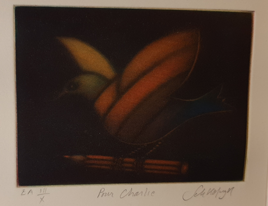 Laurent Schkolnyk | French B. 1953 "Pour Charlie" Mezzotint, C. 2015, Signed in Pencil, | Free Shipping