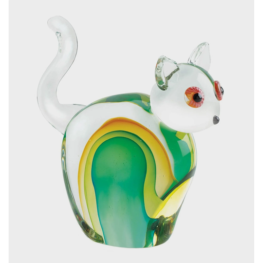 Multi-Color Cat Glass Sculpture