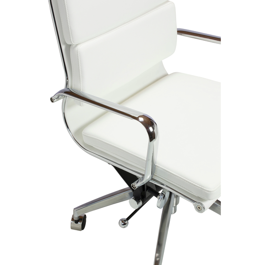 Padded White Faux Leather Adjustable Office Chair