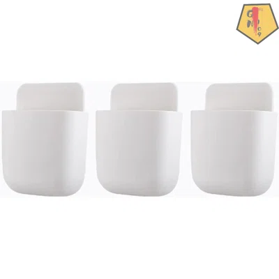 Remote Control Holders Set Of 3 Pcs Hole-Free Self Adhesive Storage Box Wall Mount Organizer Adhesive Pen Holder Wall Sticky Cubicle For Home Office S