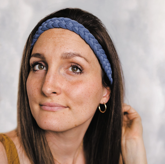 Weaved Headbands For Women in Slate Blue, Summer Or Beach Festival Hair Accessory, Soft, Stretchy Cloth A Comfortable Fit, Custom Sizes