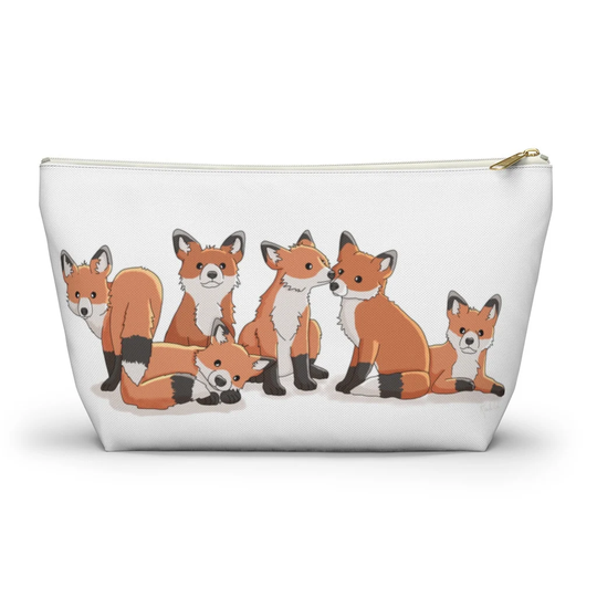 Fox Zipper Pouch, Bag, Makeup Bag, Pencil Travel Organizer, Accessory Pouch | 2 Sizes