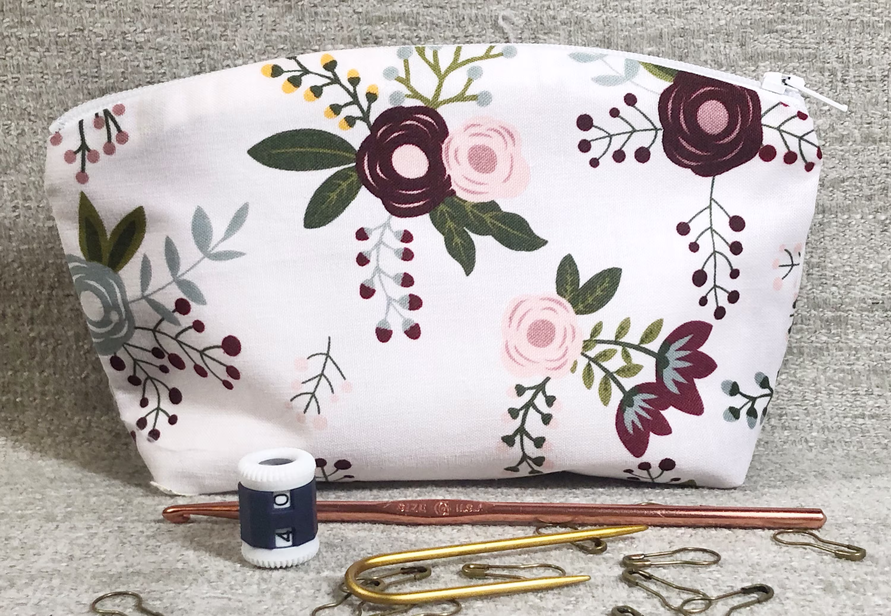 Purple Floral Knitting & Crocheting Notions Bag
