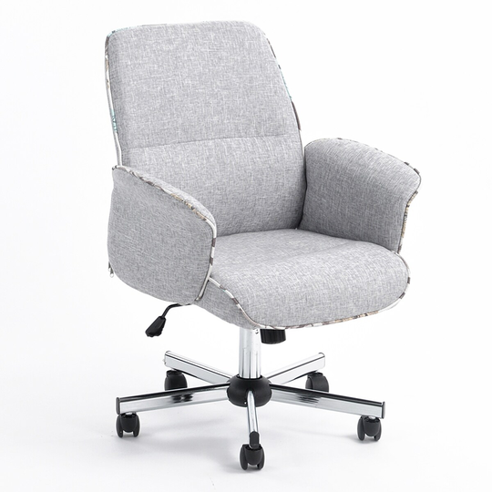 Porch & Den Mohave Upholstered Turned Arm Swivel Desk Chair