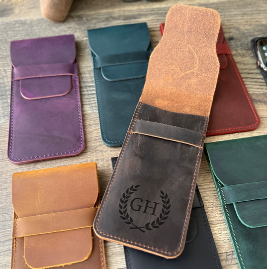 Personalized Leather Pen Holder, Mothers Day Gift, Pencil Pouch, Case For Womens, Crazy Horse Pouch