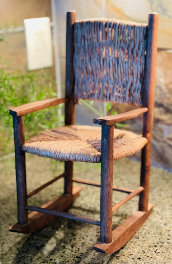 Cute Vintage Miniature Rocking Chairs Wicker Wood Chair Handmade Wooden