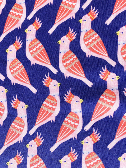 Major Mitchell's Cockatoo Bird Royal Blue Quilting Cotton Fabric By 1/2 Yard Or Fat Quarter, Australian Native