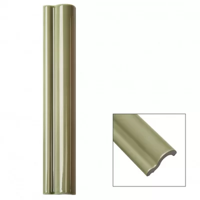Catalina 12" x 2" Ceramic Mudcap Tile Trim in Olive